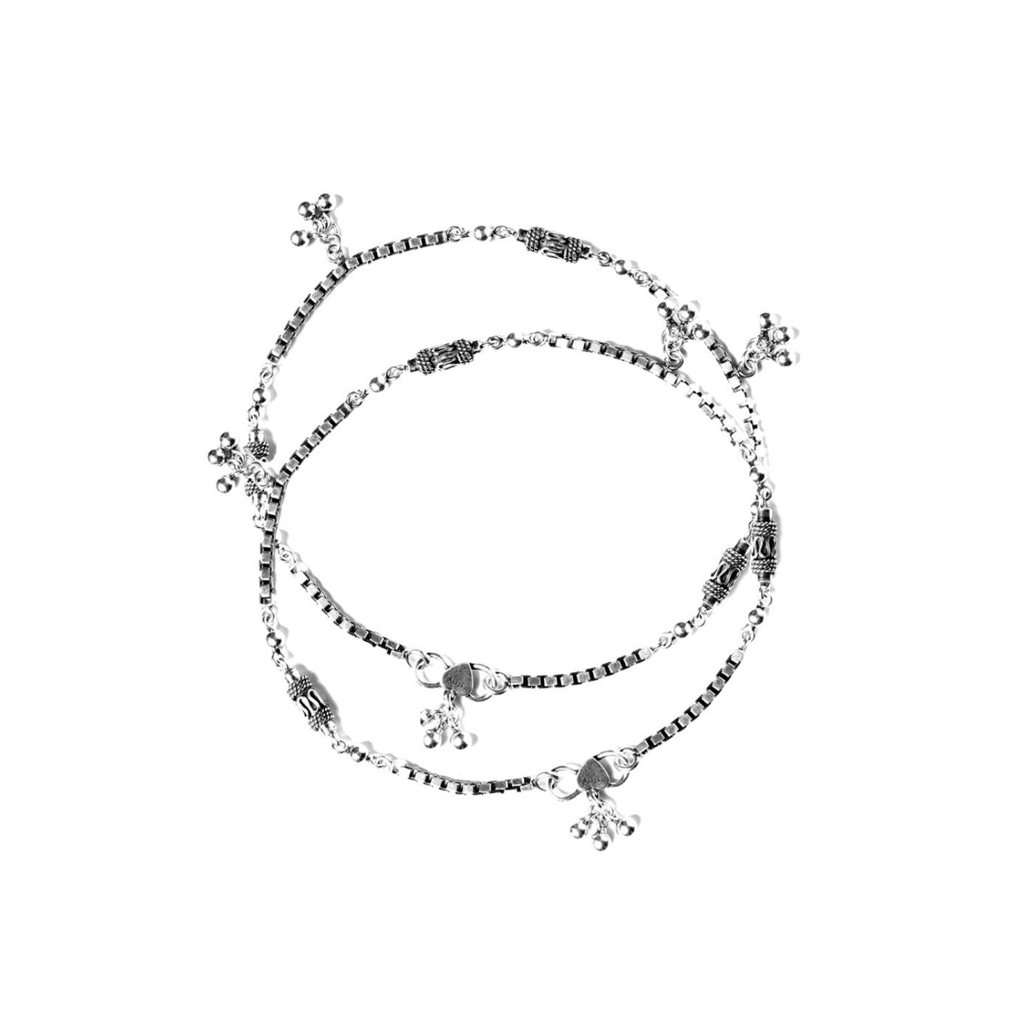 925 Sterling Silver Oxidized Modern Anklets for Women (PAIR ANKLET)