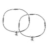 925 Sterling Silver Antique Oxidized Chain Ball Bead Anklets for Women