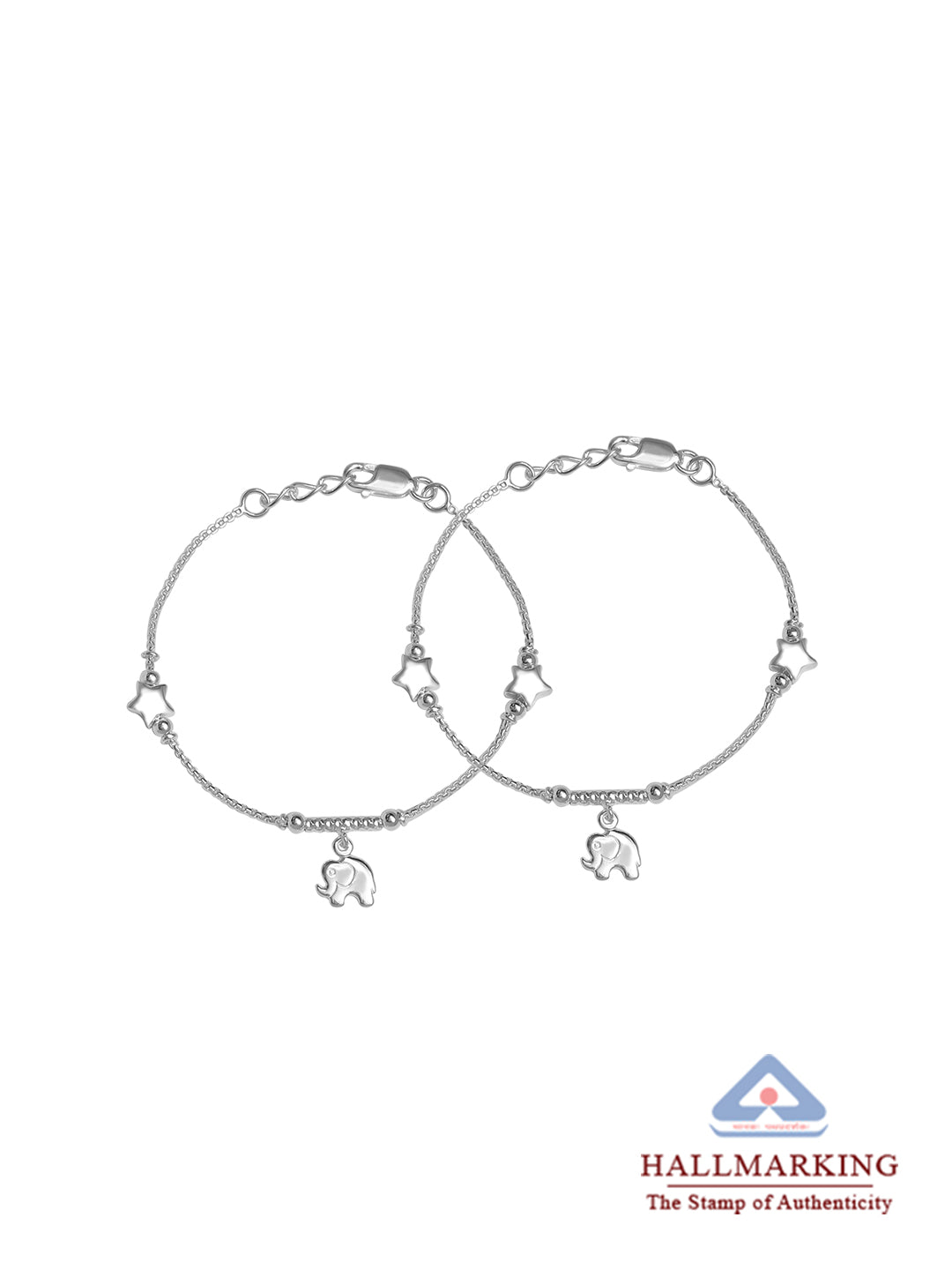 Star & Elephant Charm Anklets - Pair