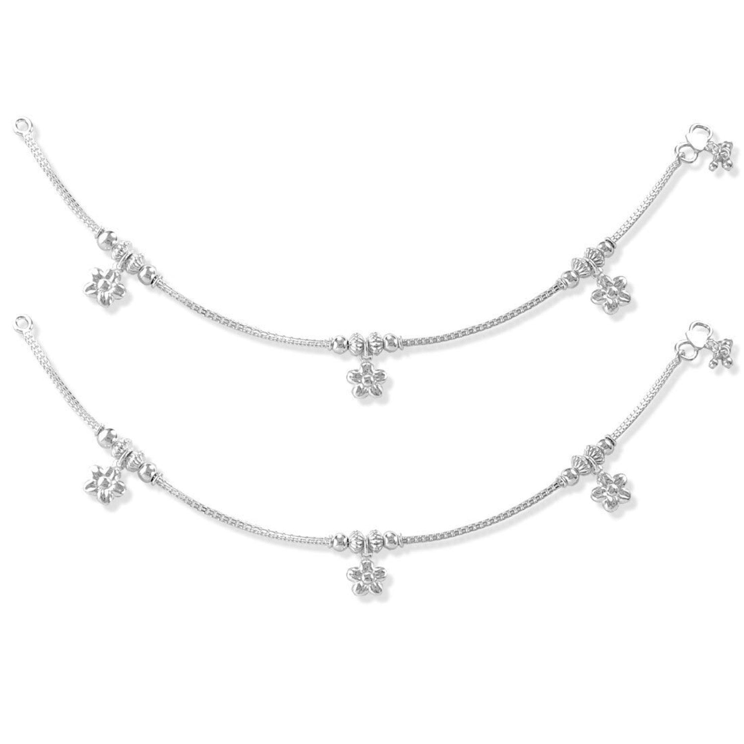 925 Sterling Silver Star Pair of Anklet for Women (PAIR ANKLET)