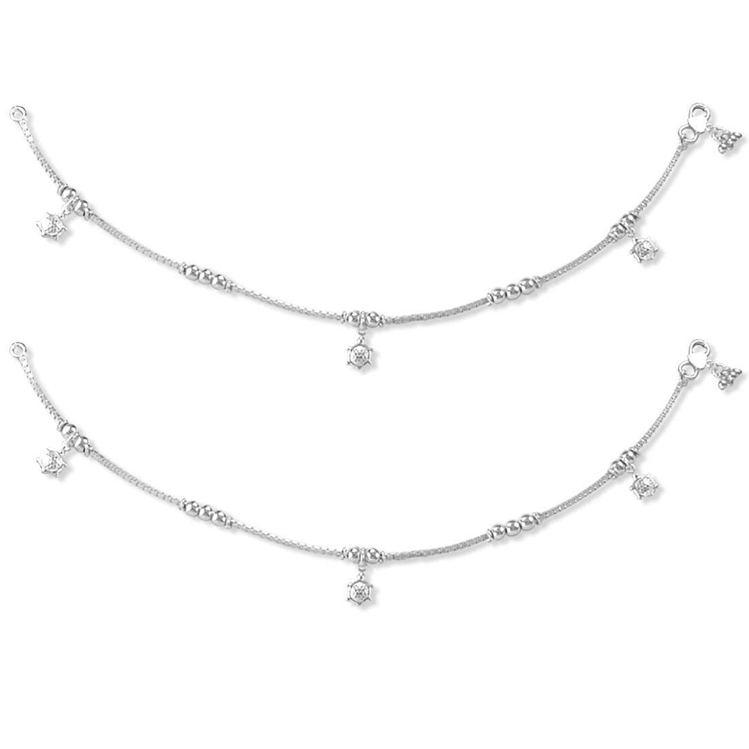 925 Sterling Silver Hanging Turtle Chain Anklet for Women