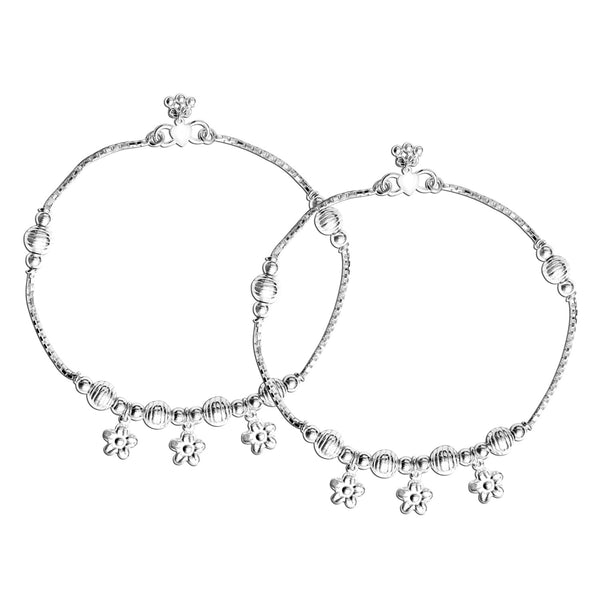 925 Sterling Silver Hanging Charm Anklet for Women (PAIR ANKLET)