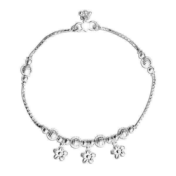 925 Sterling Silver Hanging Charm Anklet for Women