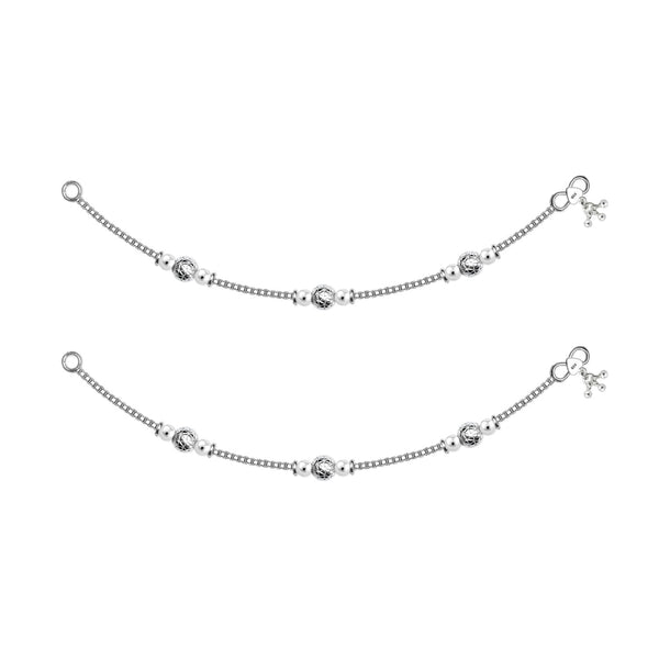 925 Sterling Silver Modern Designer Bead Anklets for Women and Girls (PAIR ANKLET)