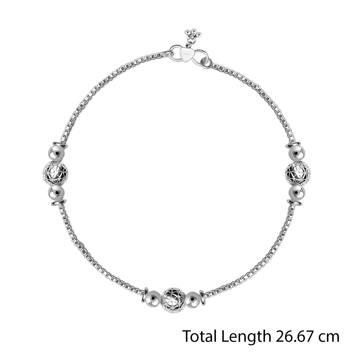 925 Sterling Silver Modern Designer Bead Anklets for Women and Girls (PAIR ANKLET)