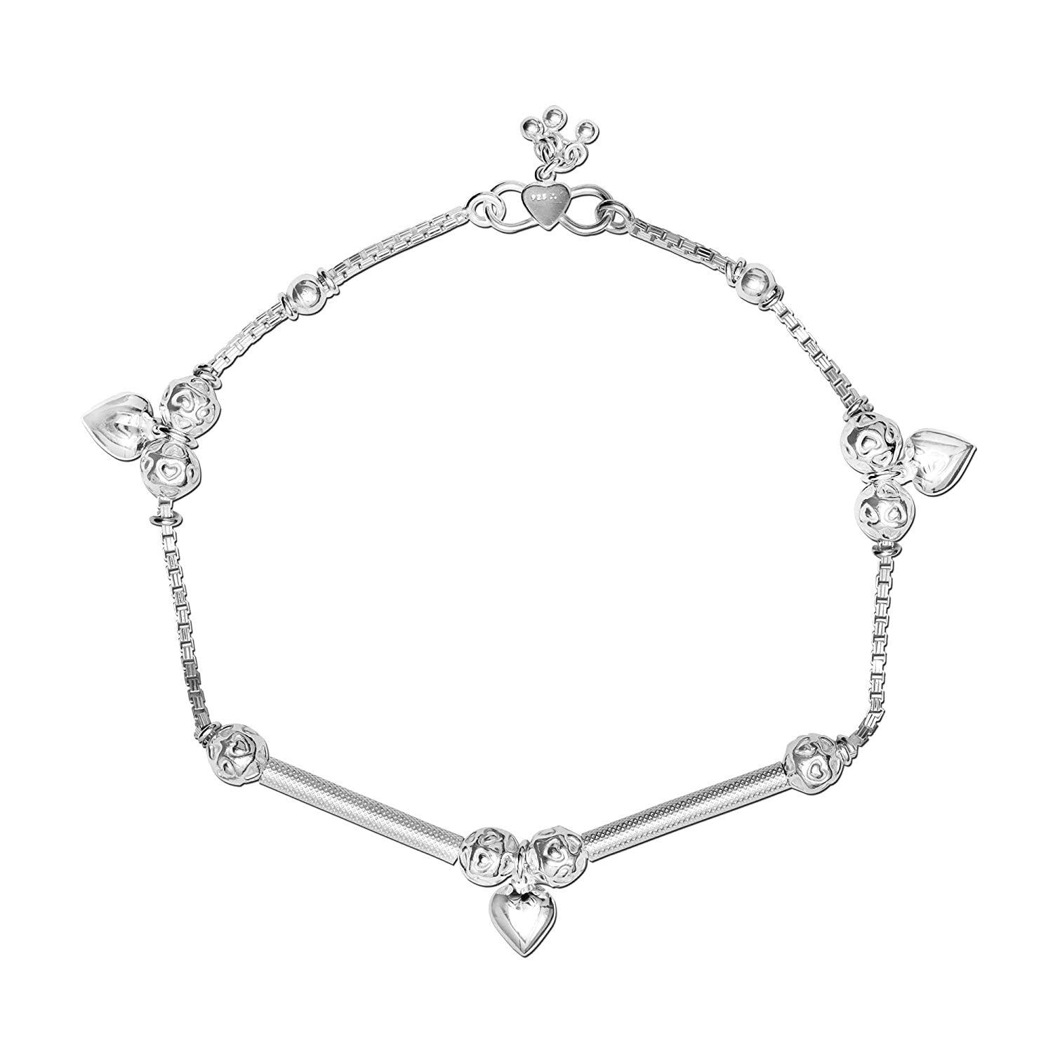 925 Sterling Silver Bead Design Anklet for Women (PAIR ANKLET)