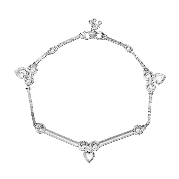 925 Sterling Silver Bead Design Anklet for Women (PAIR ANKLET)