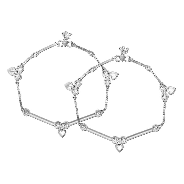 925 Sterling Silver Bead Design Anklet for Women (PAIR ANKLET)