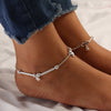925 Sterling Silver Bead Design Anklet for Women (PAIR ANKLET)