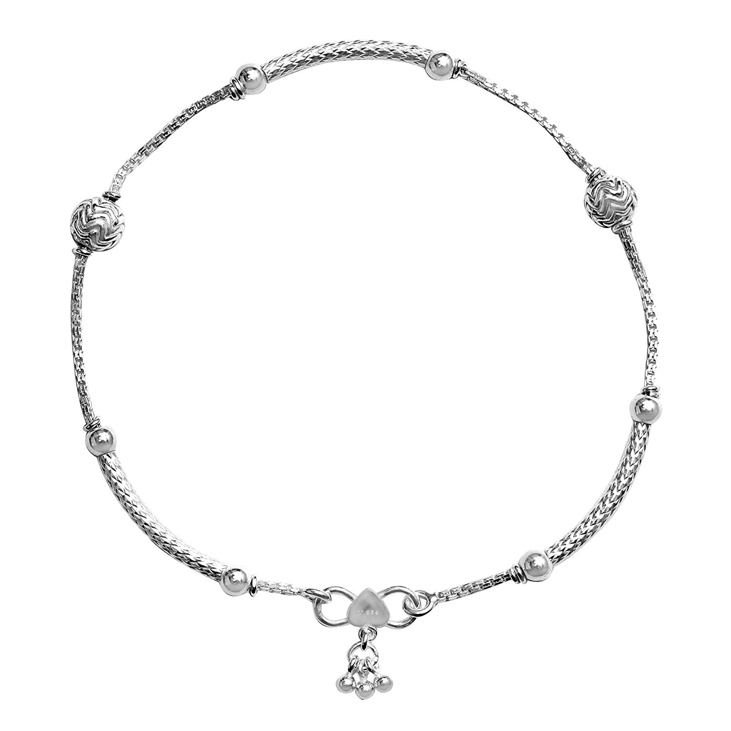 925 Sterling Silver Antique Oxidized Chain Anklets for Women