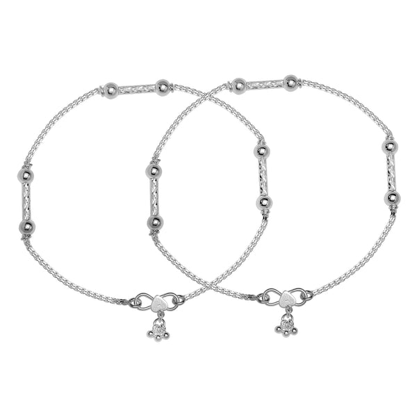 925 Sterling Silver Multi Hollow Balls Classic Anklet Pair for Women (PAIR ANKLET)