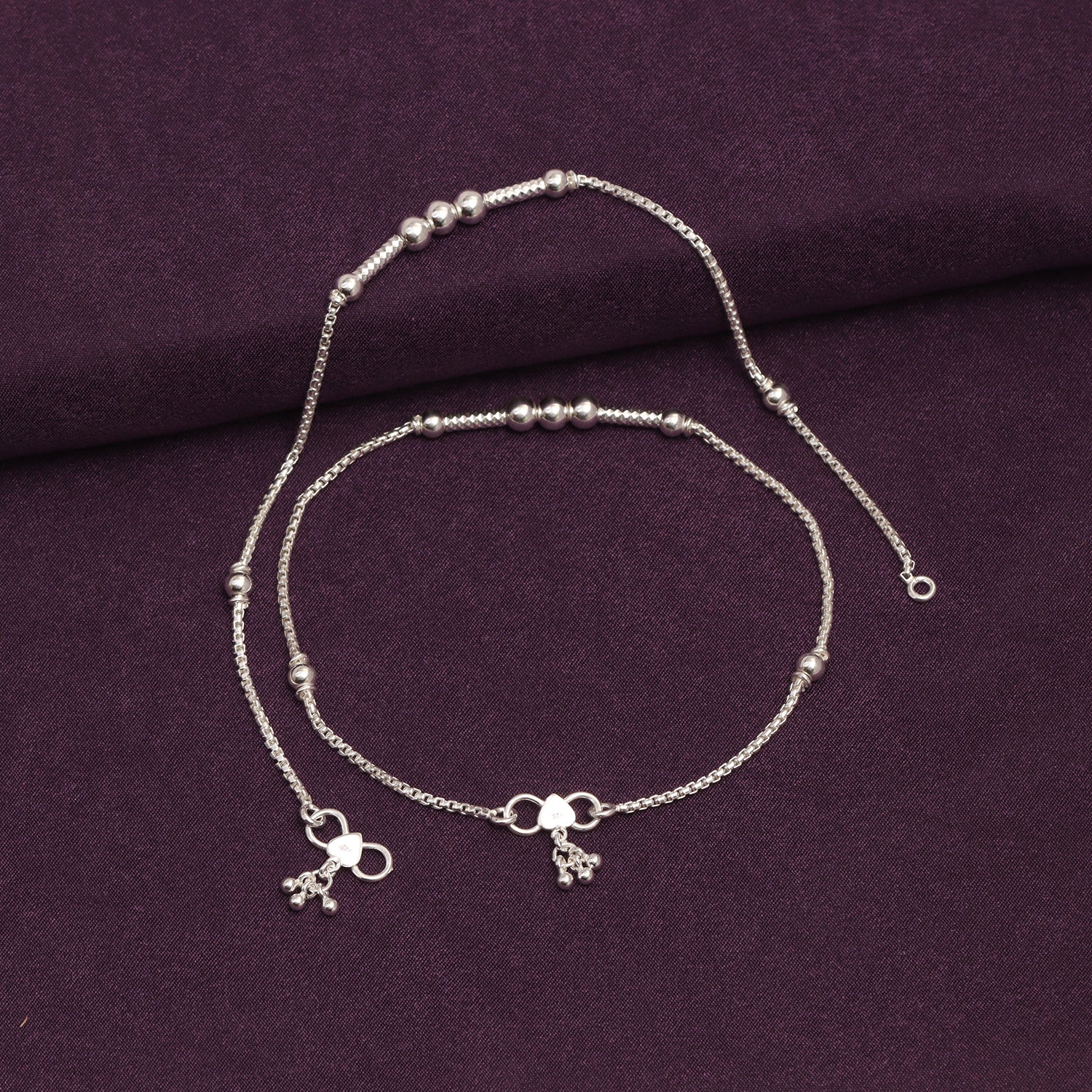 925 Sterling Silver Modern Designer Anklets for Women And Girls (PAIR ANKLET)