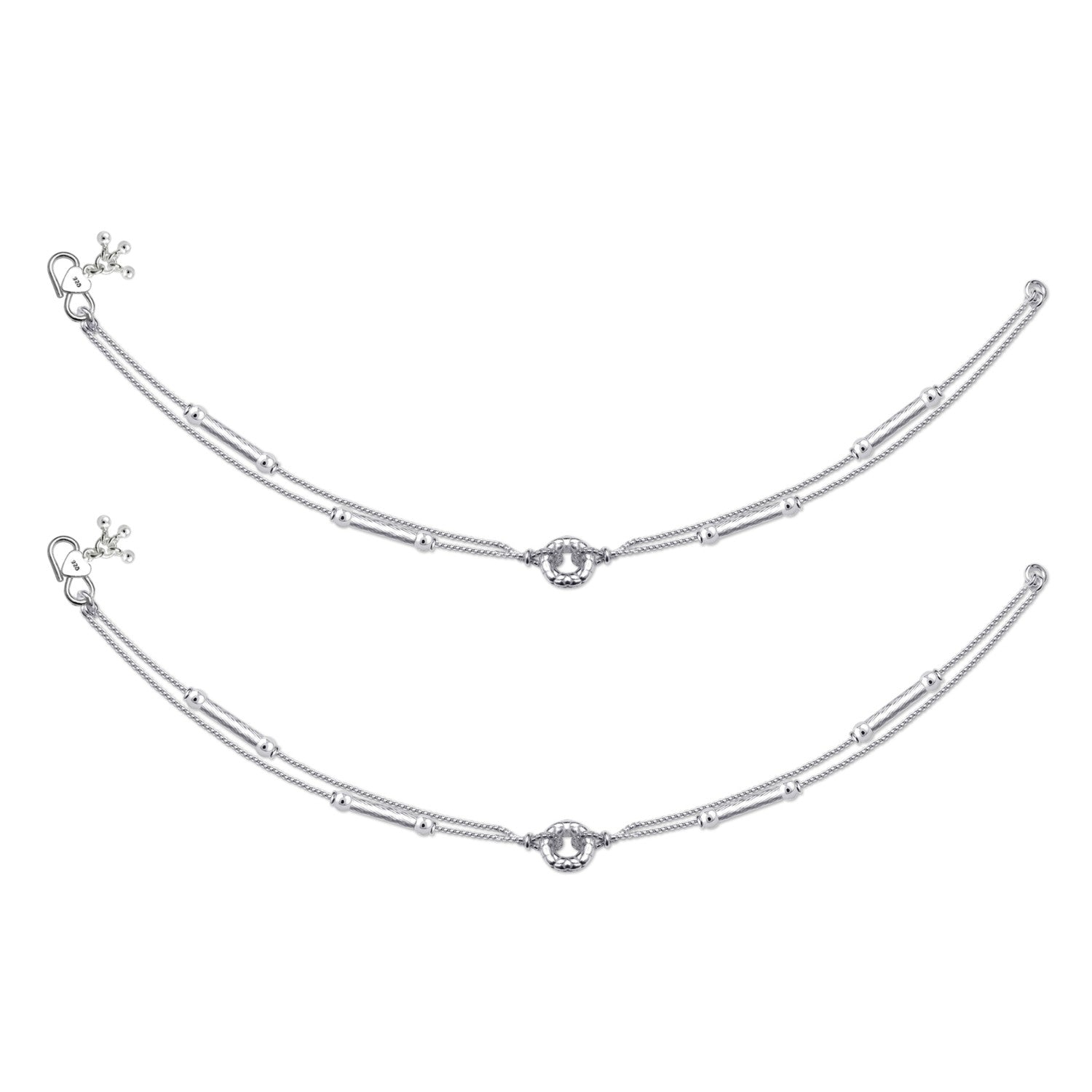 925 Sterling Silver Oxidised Antique Chain Anklets for Women (PAIR ANKLET)