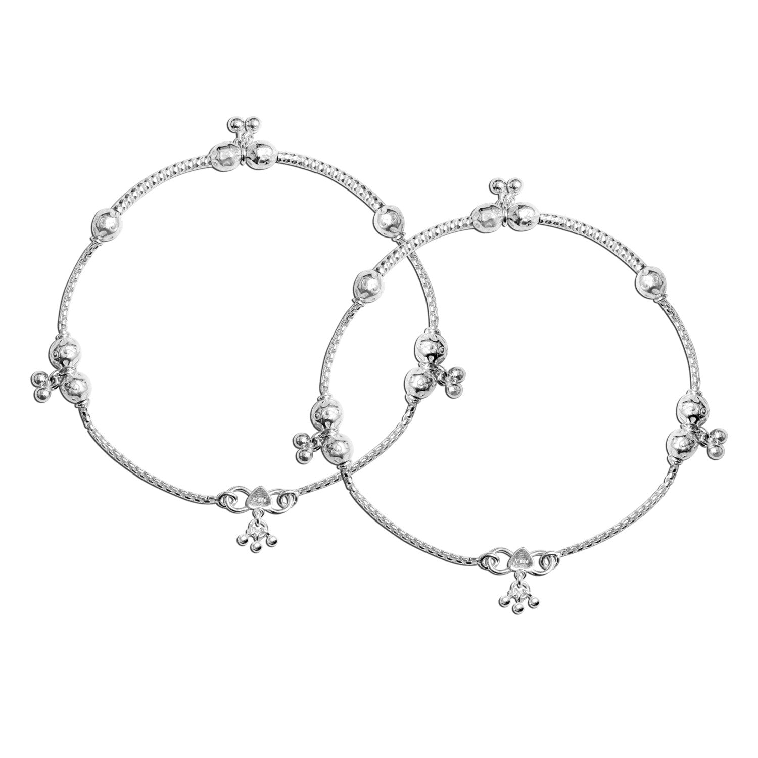 925 Sterling Silver Elephant Bead Design Anklet for Women (PAIR ANKLET)