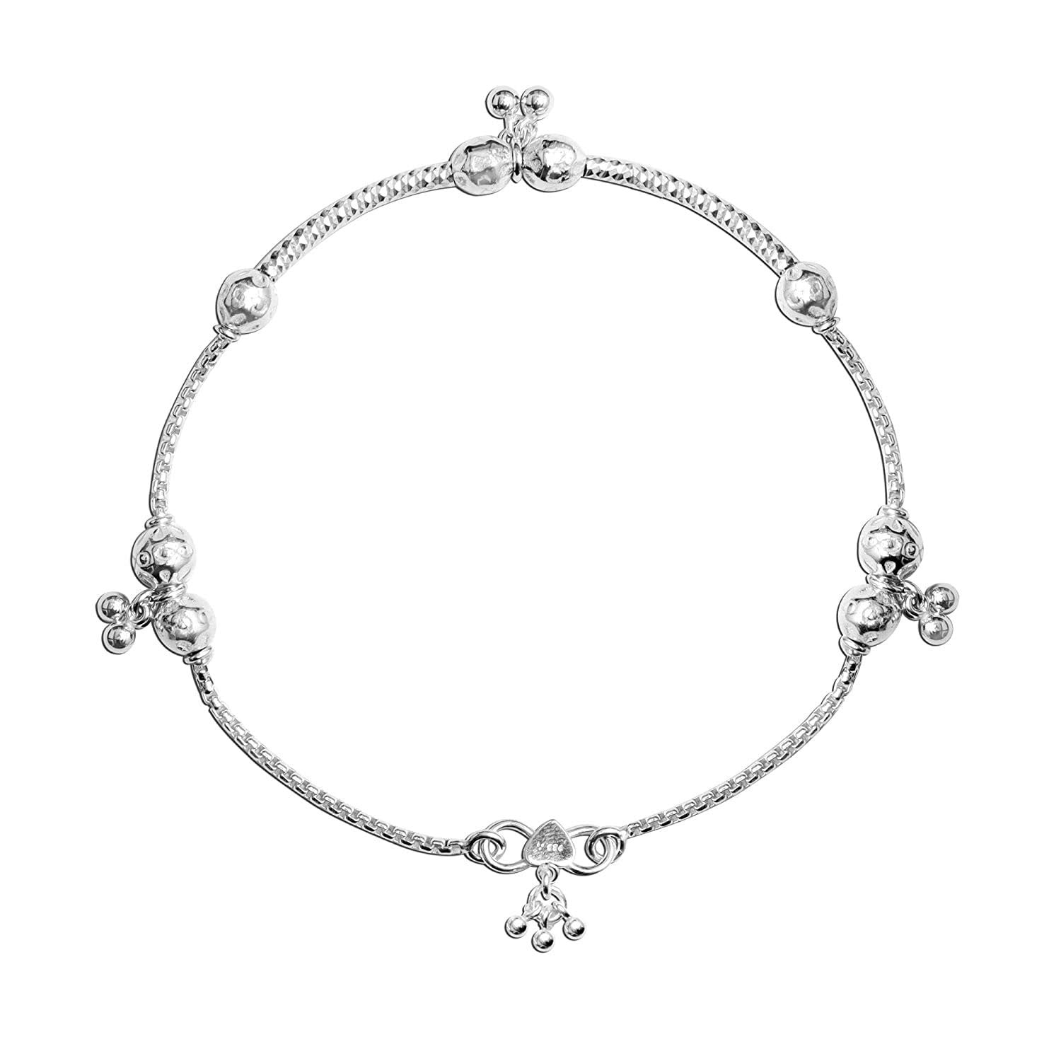 925 Sterling Silver Elephant Bead Design Anklet for Women (PAIR ANKLET)