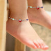 925 Sterling Silver Modern Heart Enamel Anklets for Girls and Kids
