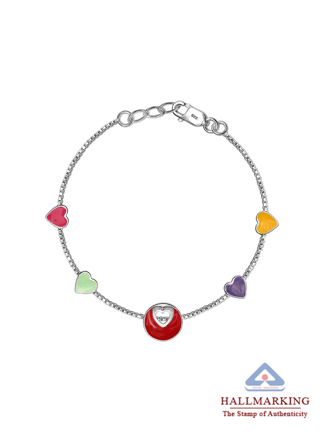 Enameled Heart Charm Anklets - Pair