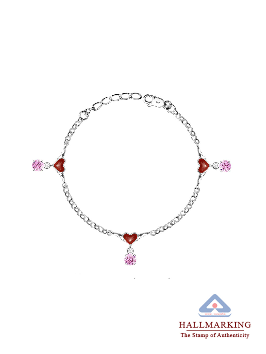 Enameled Heart Charm Anklets - Pair