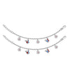 925 Sterling Silver Modern Cz Flower Enamel Anklets for Girls and Kids