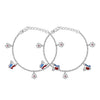 925 Sterling Silver Modern Cz Flower Enamel Anklets for Girls and Kids