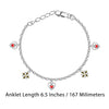 925 Sterling Silver Enameled Heart and Flower Shaped Modern Anklets for Kids 4 to 8 Year Girls