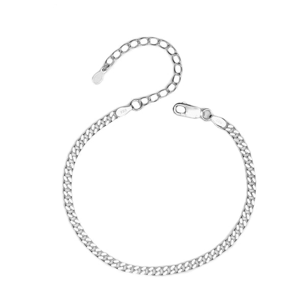 925 Sterling Silver Cuban Link Curb Chain Adjustable Anklet for Women 1 PC