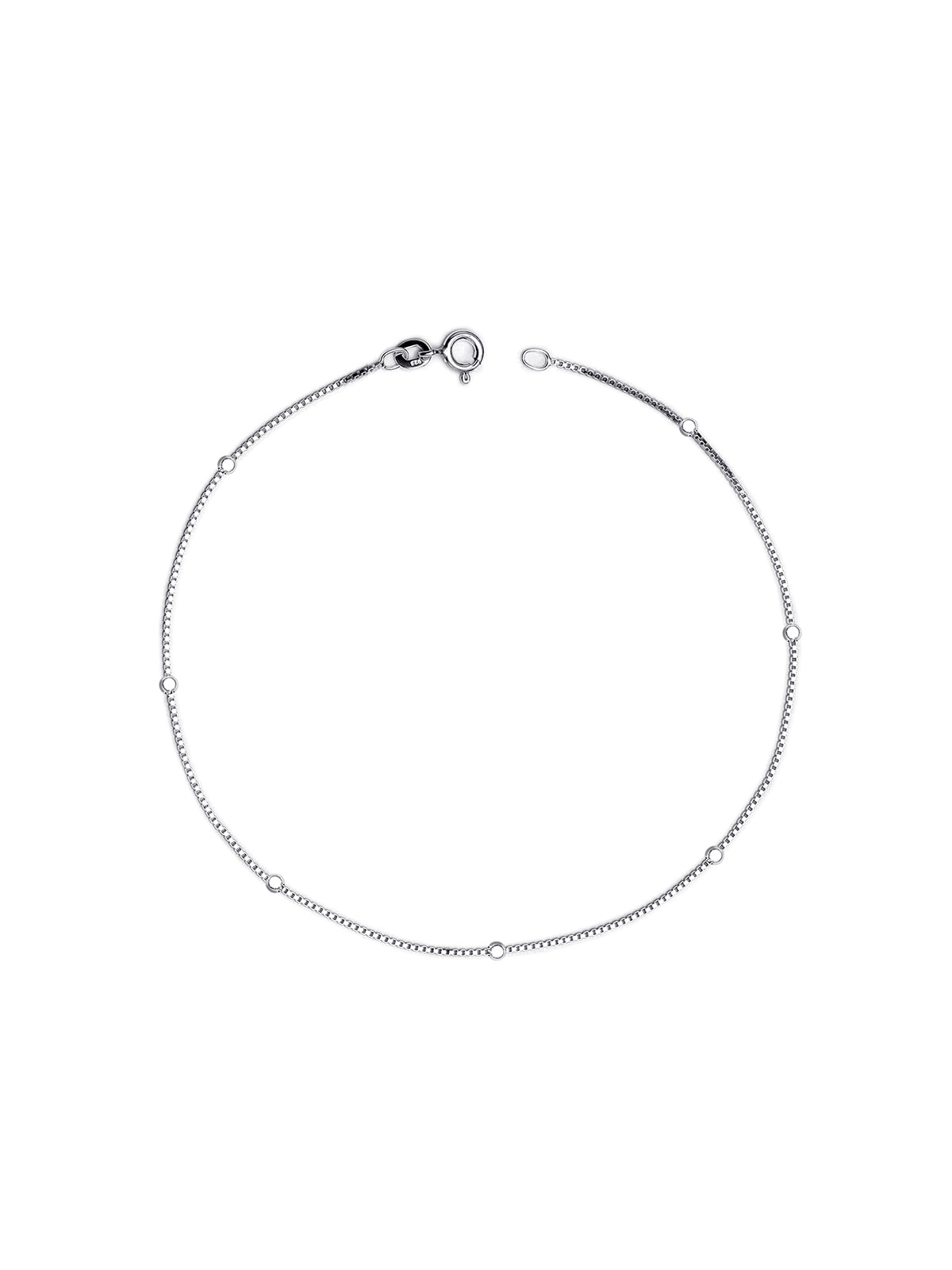 Silver Station Ring Box Chain Anklet