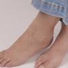 925 Sterling Silver Basic Venetian Chain Link Beaded Anklet for Women and Girls (SINGLE ANKLET)