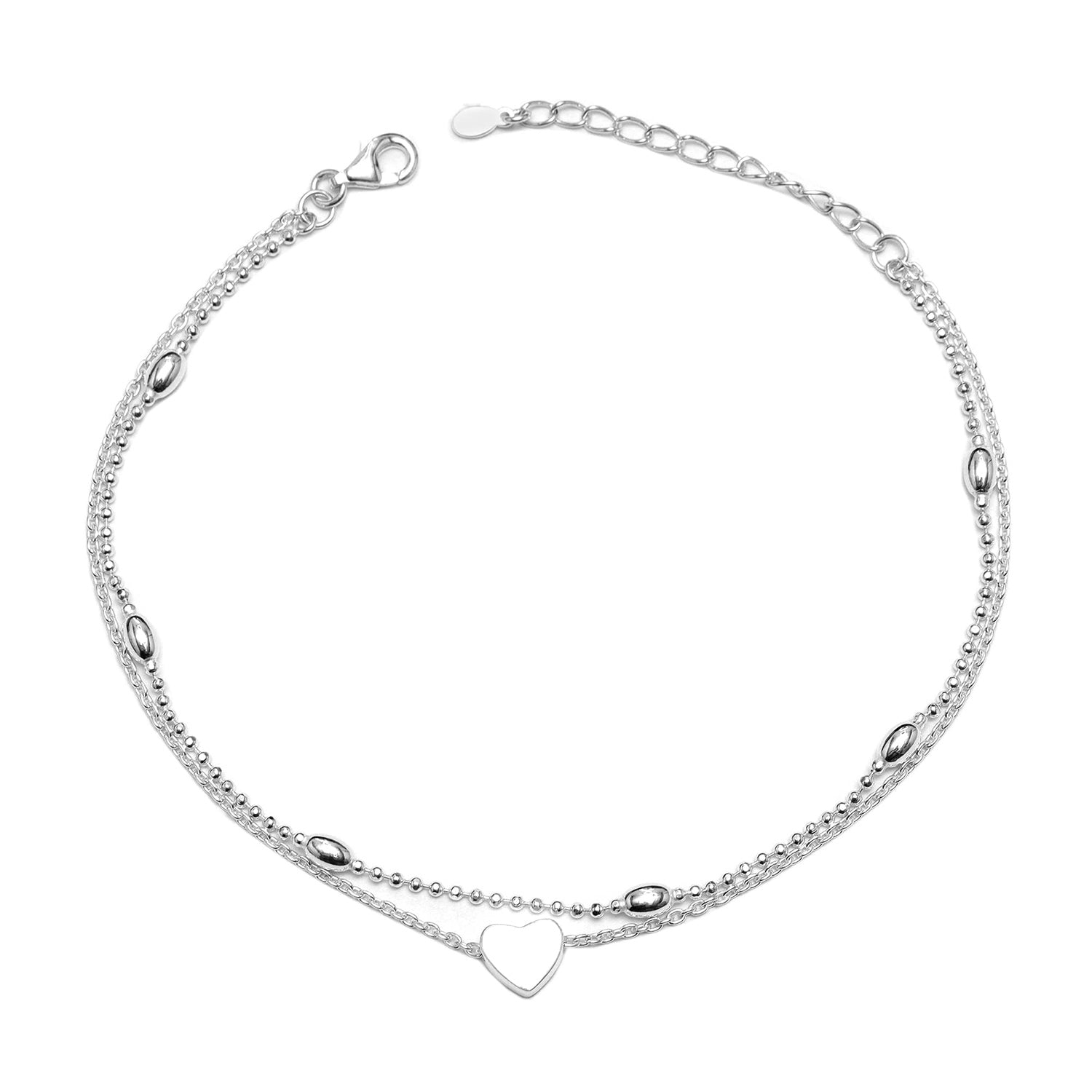 925 Sterling Silver Basic Cable Link Chain Anklets for Women and Girls (SINGLE ANKLET)