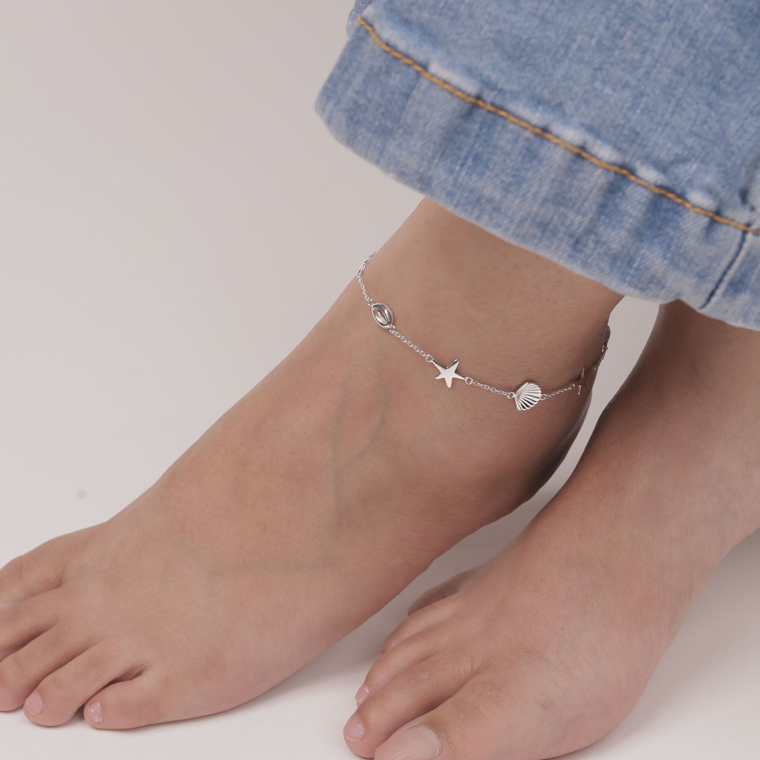 925 Sterling Silver Cable Chain Anklets for Women and Girls (SINGLE ANKLET)