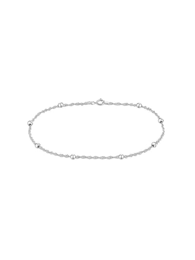 Silver Glint Beaded Chain Anklet