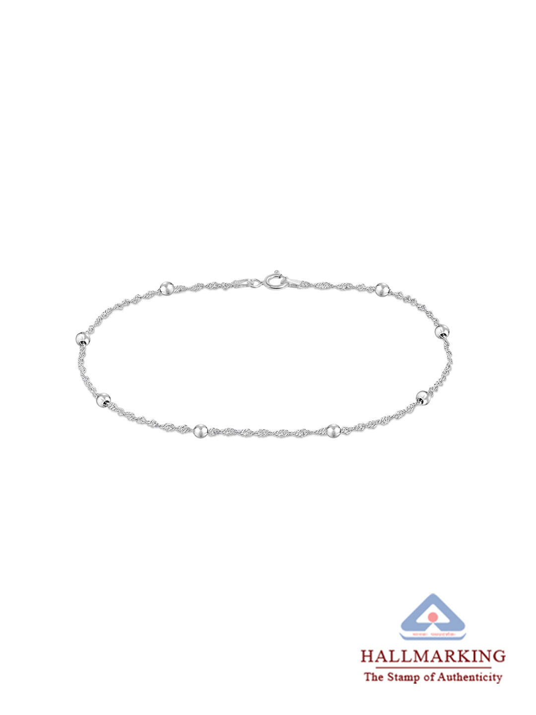 Silver Glint Beaded Chain Anklet