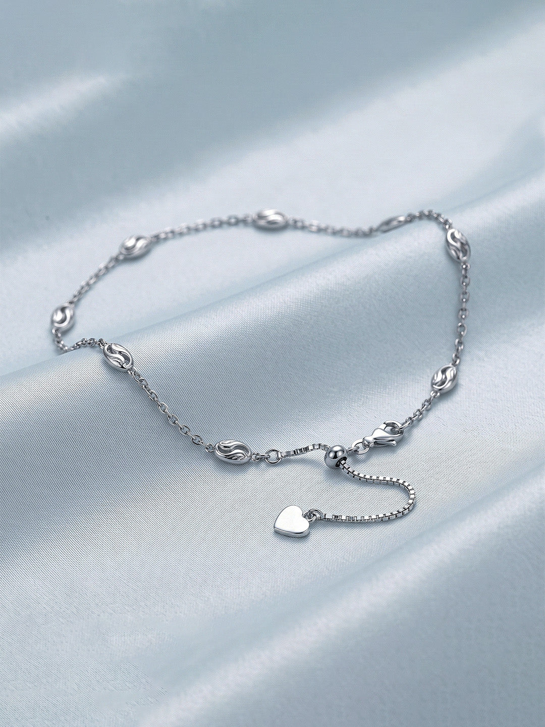 Luna Diamond-Cut Oval Bead Station Women's Anklet