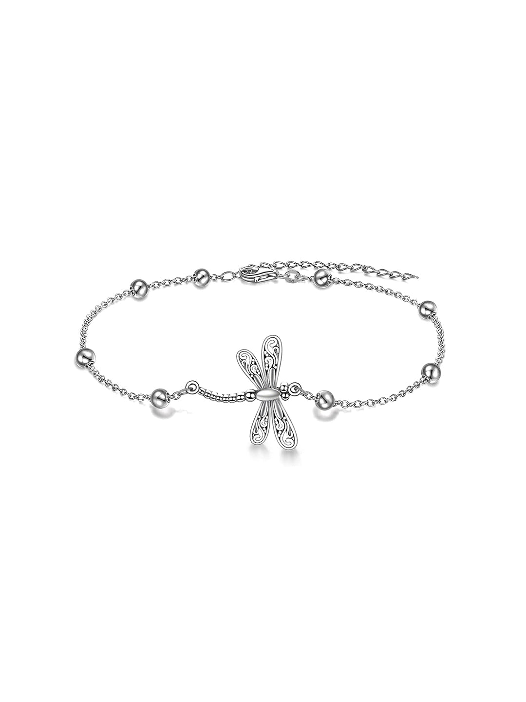 Libellula Dragonfly Beaded Station Women's Anklet