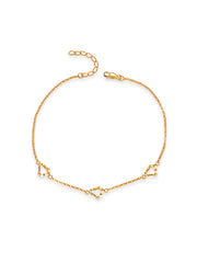 Golden Tide Wavy Triangle Adjustable Silver Anklet