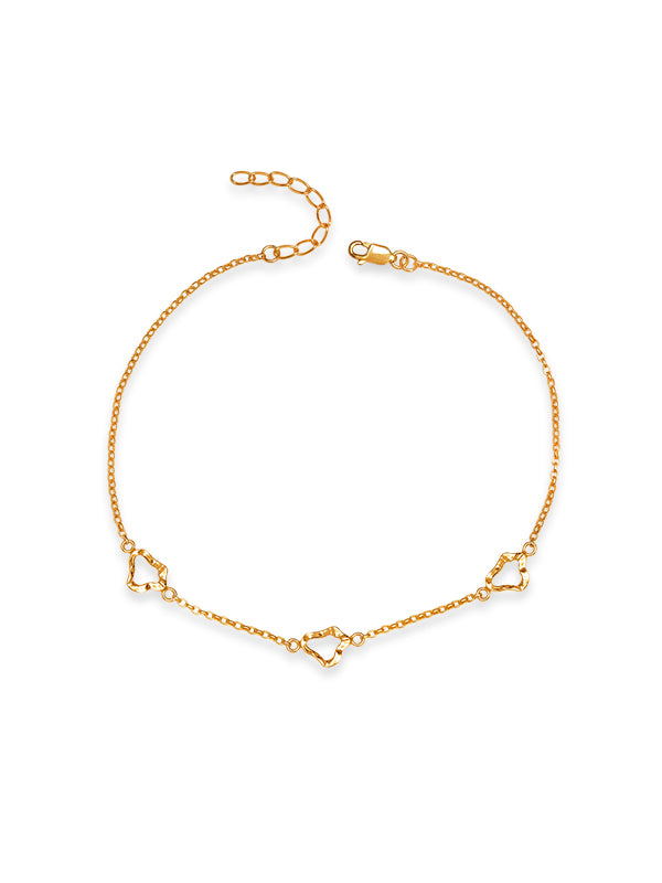 Golden Tide Wavy Triangle Adjustable Silver Anklet