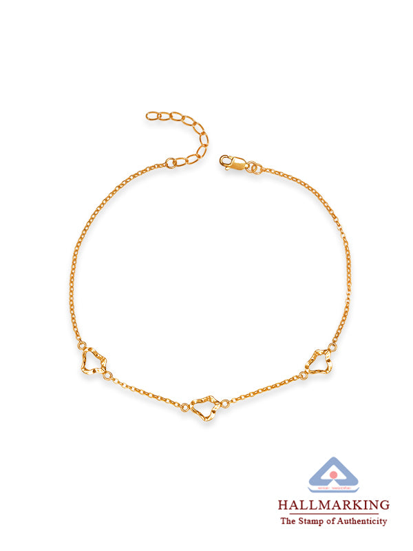 Golden Tide Wavy Triangle Adjustable Silver Anklet