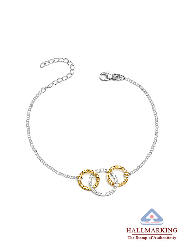 Round Shape Minimal Charm Anklet in Dual tone