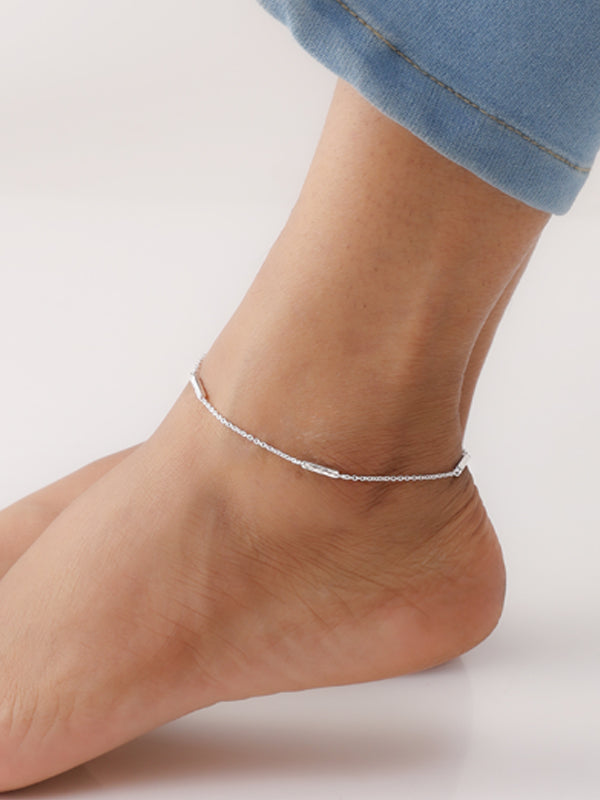 Tixerd Bar Minimal Charm Anklet in Silver