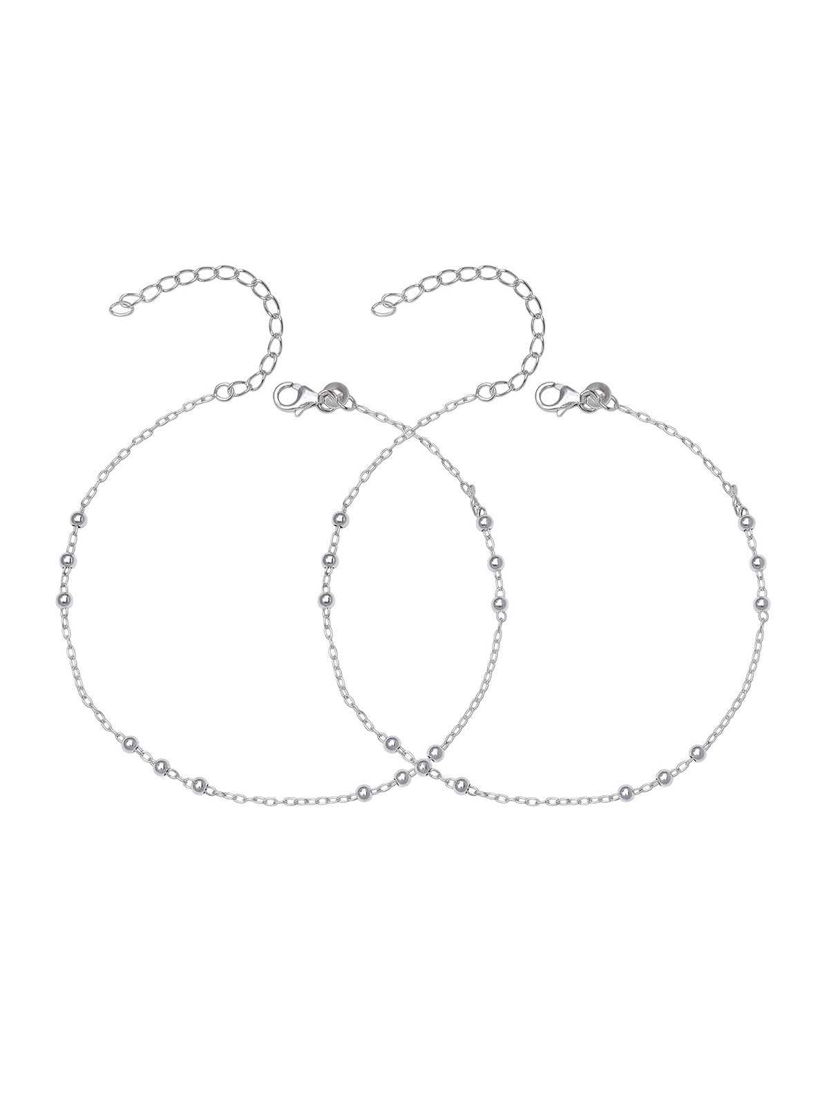 Silver Beaded Chain Anklet