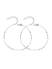 Silver Beaded Chain Anklet