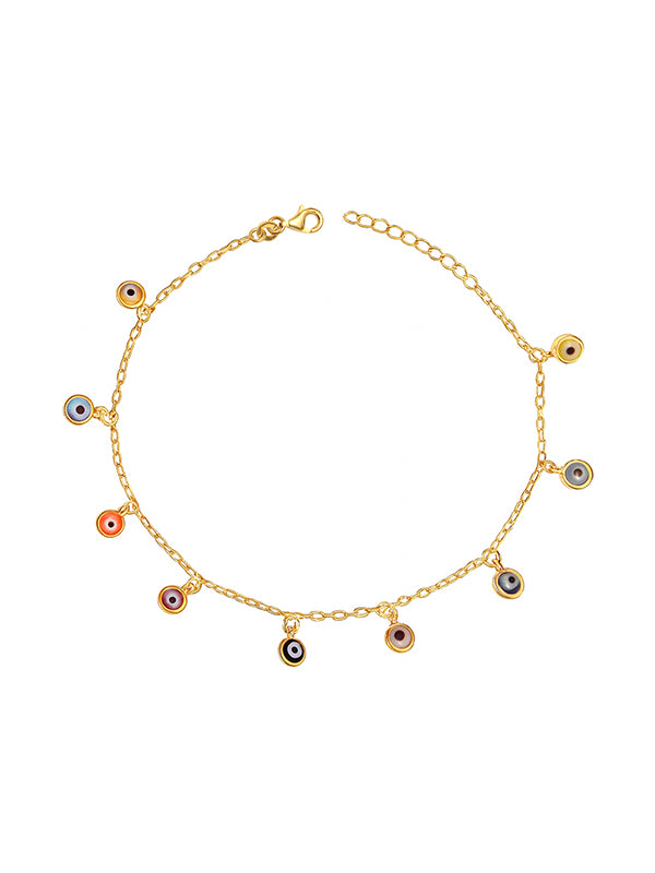 Golden Aura Evil Eye Disc Anklet
