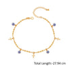 925 Sterling Silver 14K Gold-Plated Evil Eye & Cross Charm Round Bead Ball Chain Anklets for Women (SINGLE ANKLET)