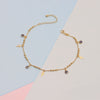 925 Sterling Silver 14K Gold-Plated Evil Eye & Cross Charm Round Bead Ball Chain Anklets for Women (SINGLE ANKLET)