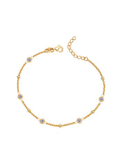 Gold-Plated Zirconia Station Anklet