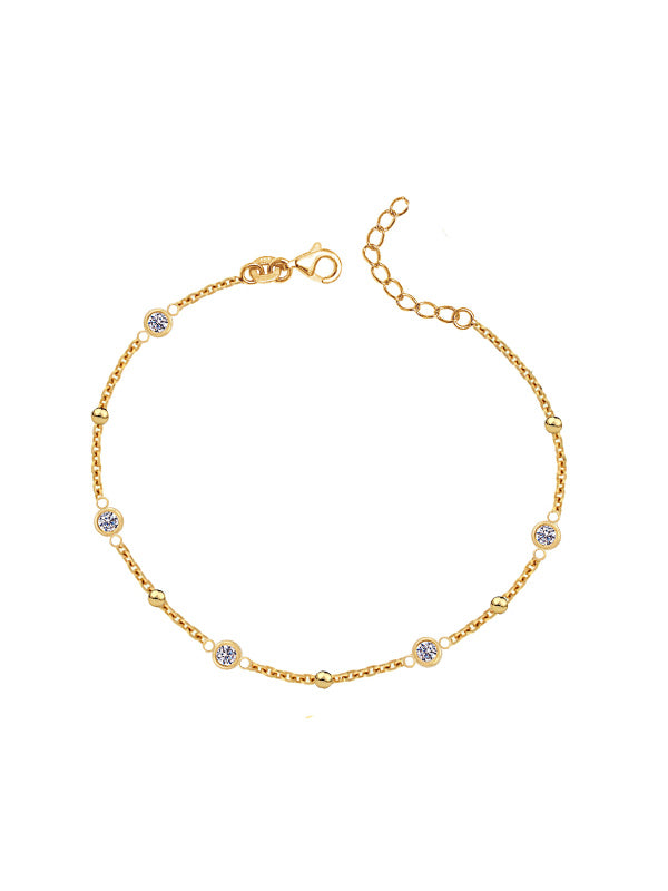 Gold-Plated Zirconia Station Anklet