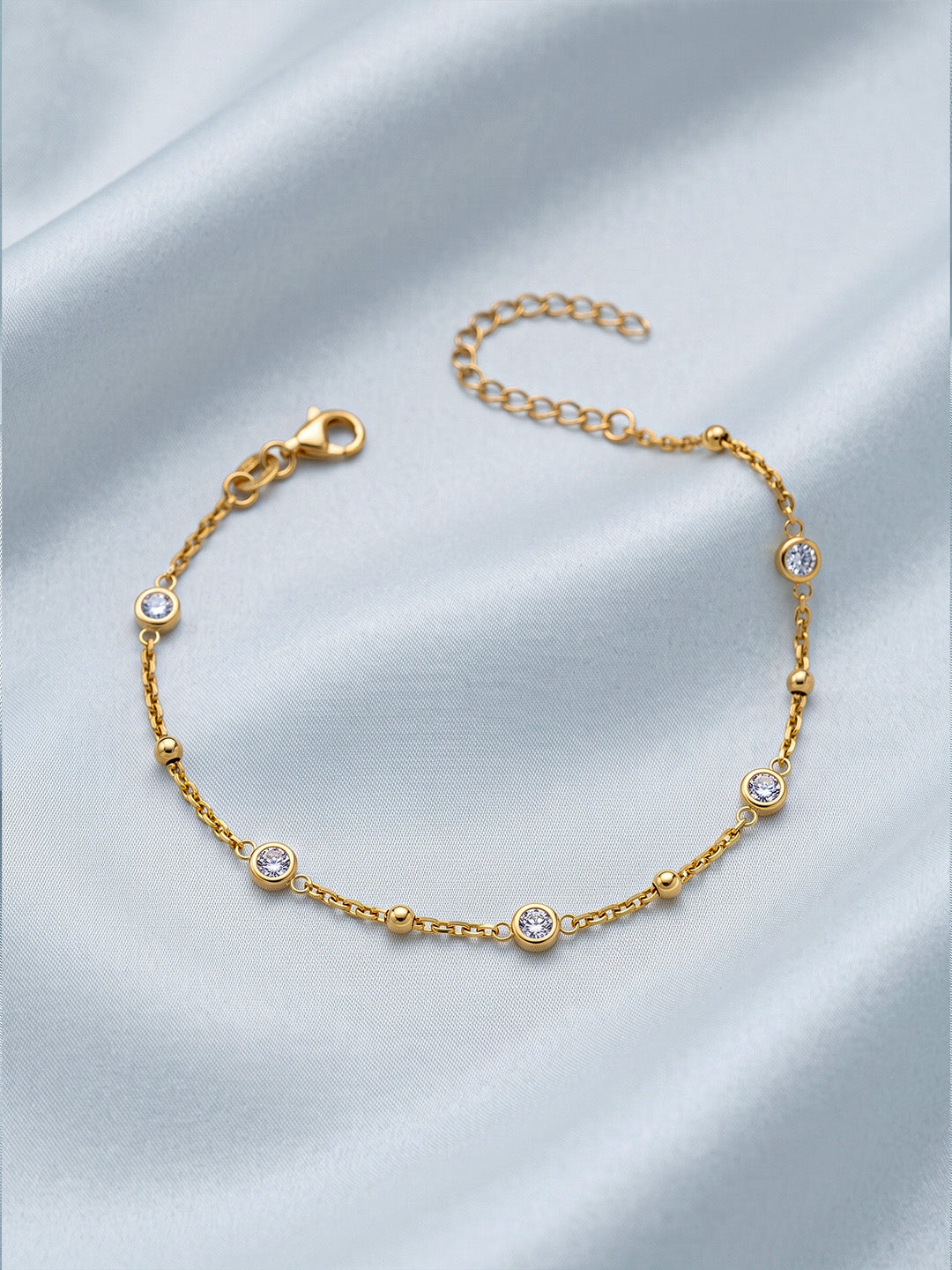 Gold-Plated Zirconia Station Anklet