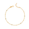 925 Sterling Silver 14K Gold Plated Cubic Zirconia Link Chain Station Anklet for Women (SINGLE ANKLET)