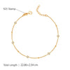 925 Sterling Silver 14K Gold Plated Cubic Zirconia Link Chain Station Anklet for Women (SINGLE ANKLET)