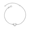 925 Sterling Silver Cubic Zirconia Goodluck HorseShoe Charm Sparkling Anklets for Women (SINGLE ANKLET)